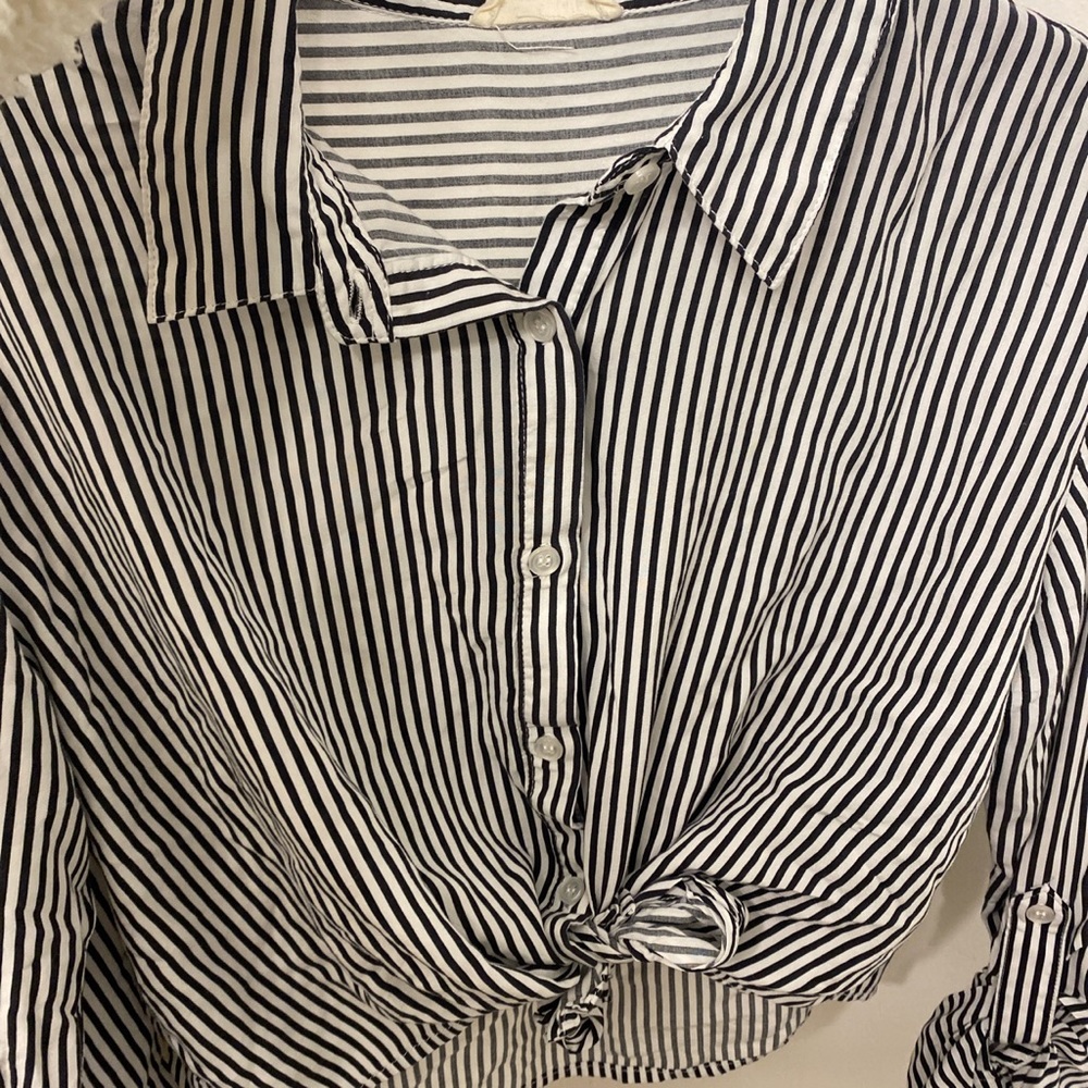 Black and white stripes button down shirt